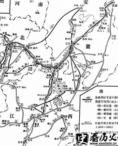 太平军西征线路图